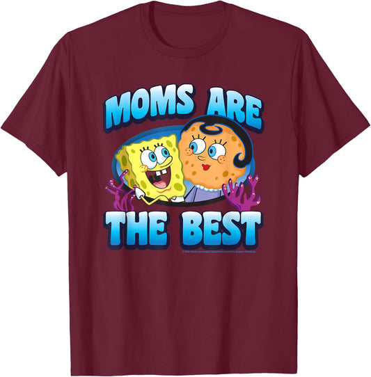 SpongeBob SquarePants Mother's Day Moms Are the Best T-Shirt - T-Shirt | Maroon