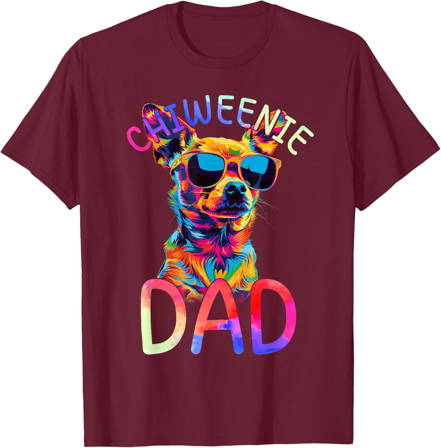 Chiweenie Dad Colorful Pop Art Chiweenie Dog Lovers Women Kids T-Shirt - T-Shirt | Maroon