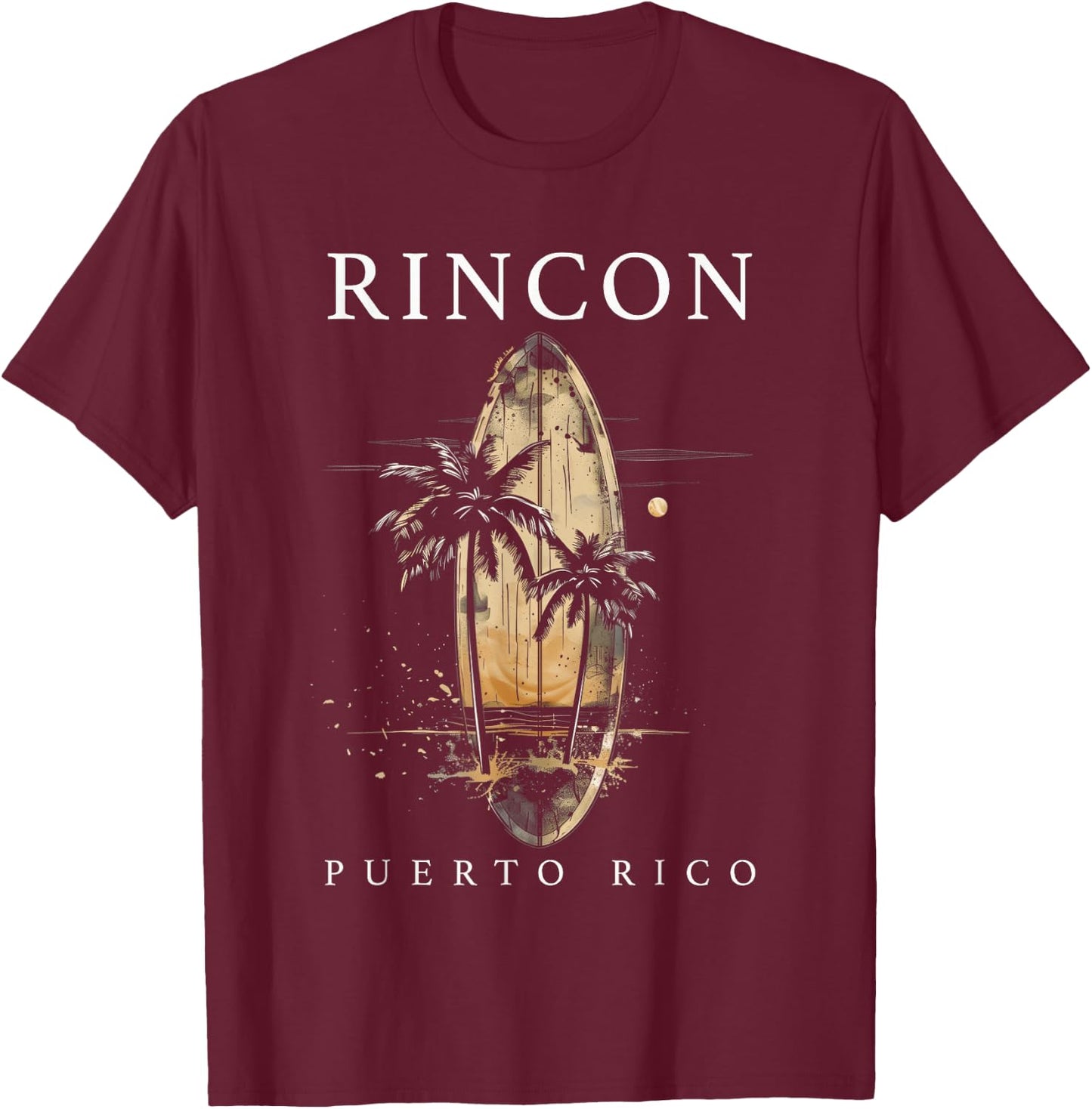 Rincon Puerto Rico Boricua Surf Vintage Surfing Surfer T-Shirt - T-Shirt | Maroon
