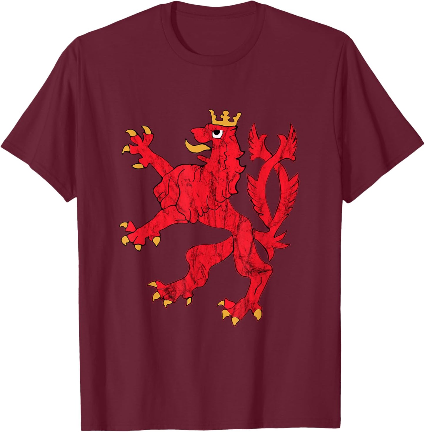 Red Lion Coat of Arms of Luxembourg Luxembourg Letzebuerg T-Shirt - T-Shirt | Maroon