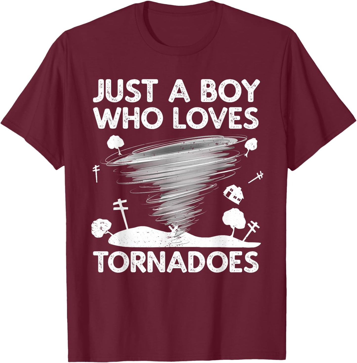Funny Tornado Art Boys Weather Storm Tornado Chaser T-Shirt - T-Shirt | Maroon