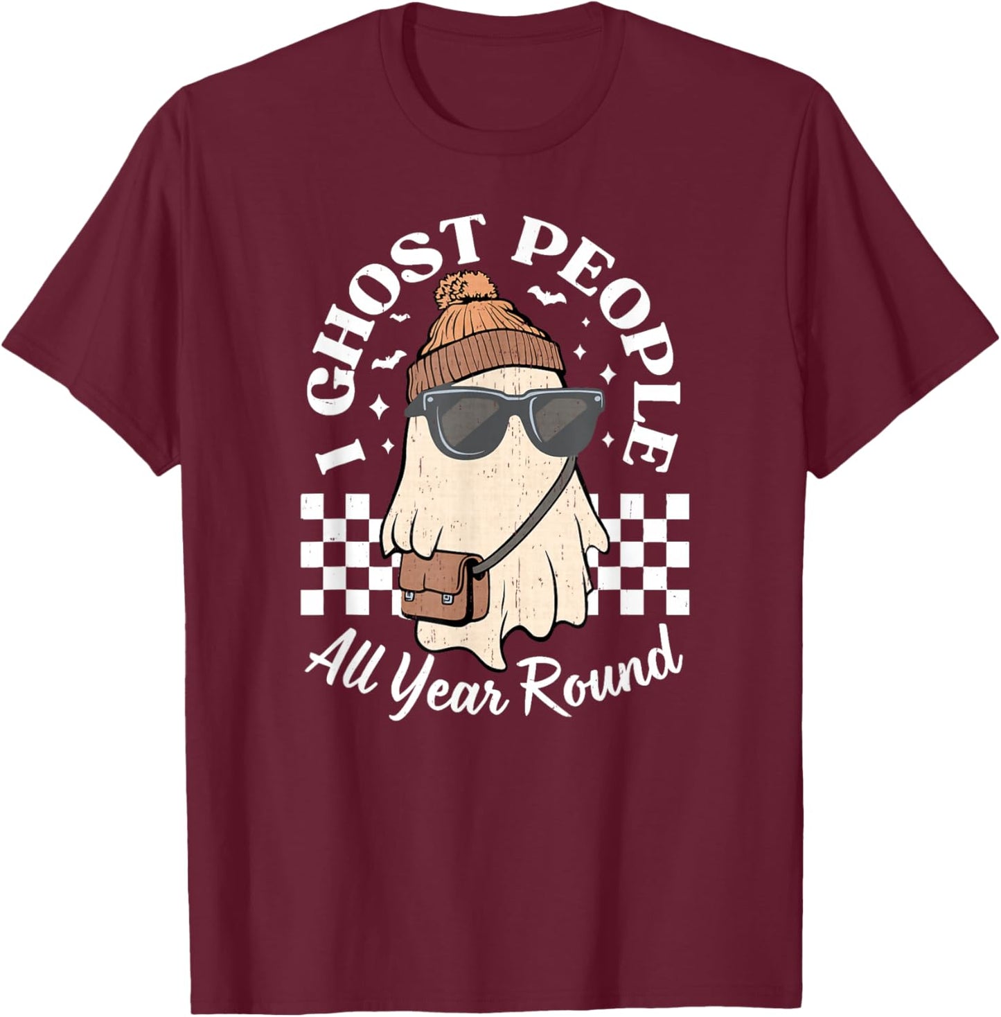 I Ghost People All Year Round Funny Ghost T-Shirt - T-Shirt | Maroon