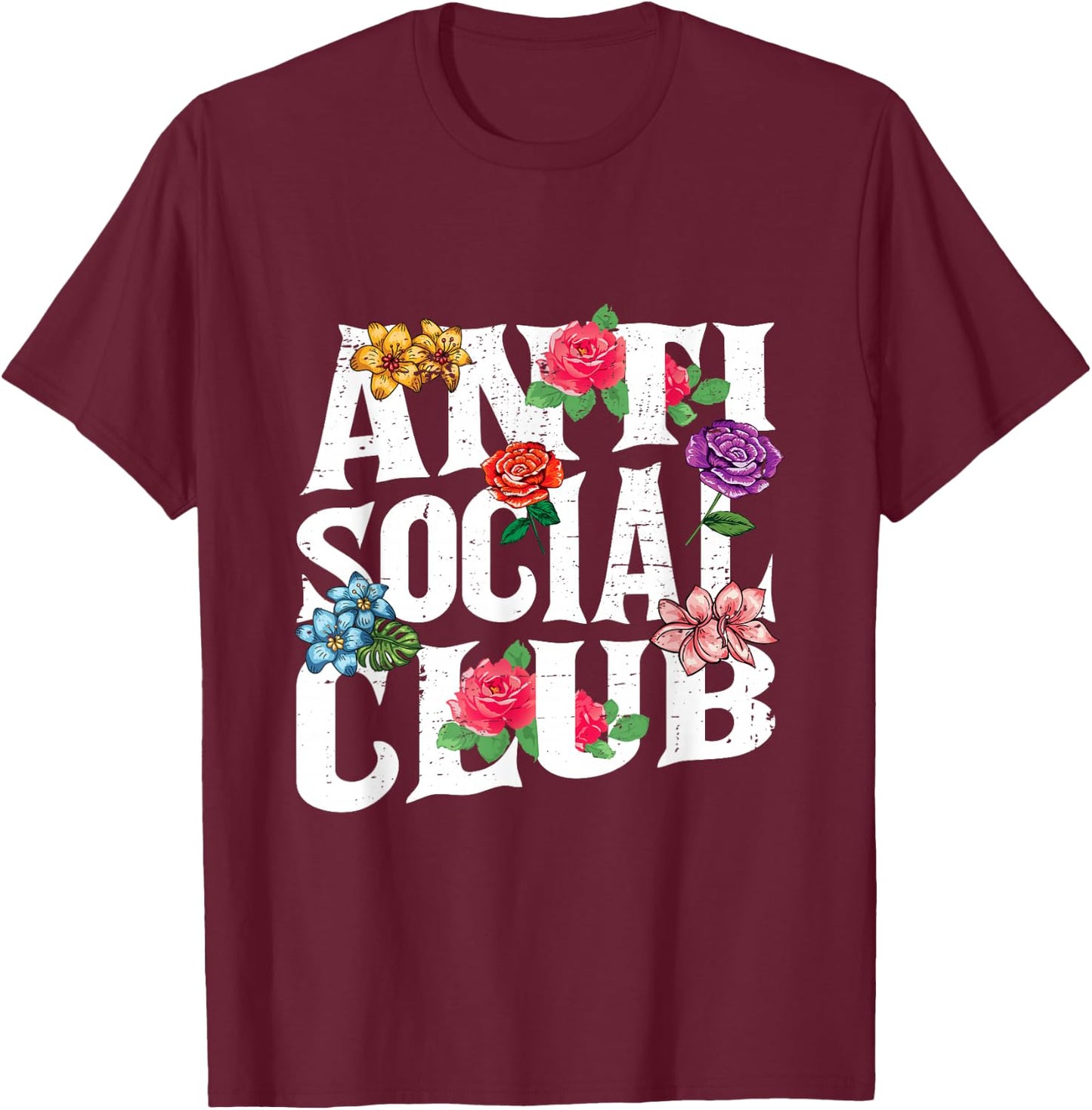 Antisocial Club T-Shirt - T-Shirt | Maroon