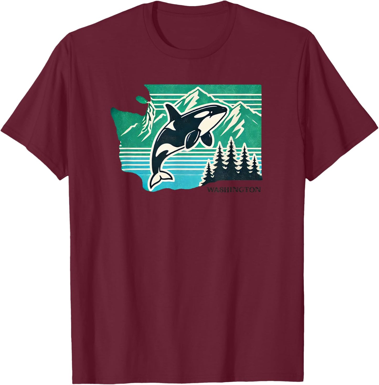Washington "Evergreen" State - Vintage - Designed Locally T-Shirt - T-Shirt | Maroon