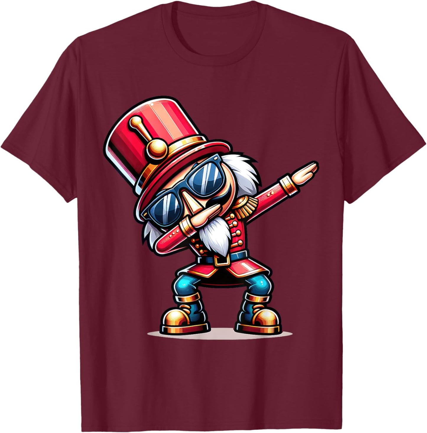 Christmas Nutcracker Dabbing Boys Santa Xmas Funny T-Shirt - T-Shirt | Maroon
