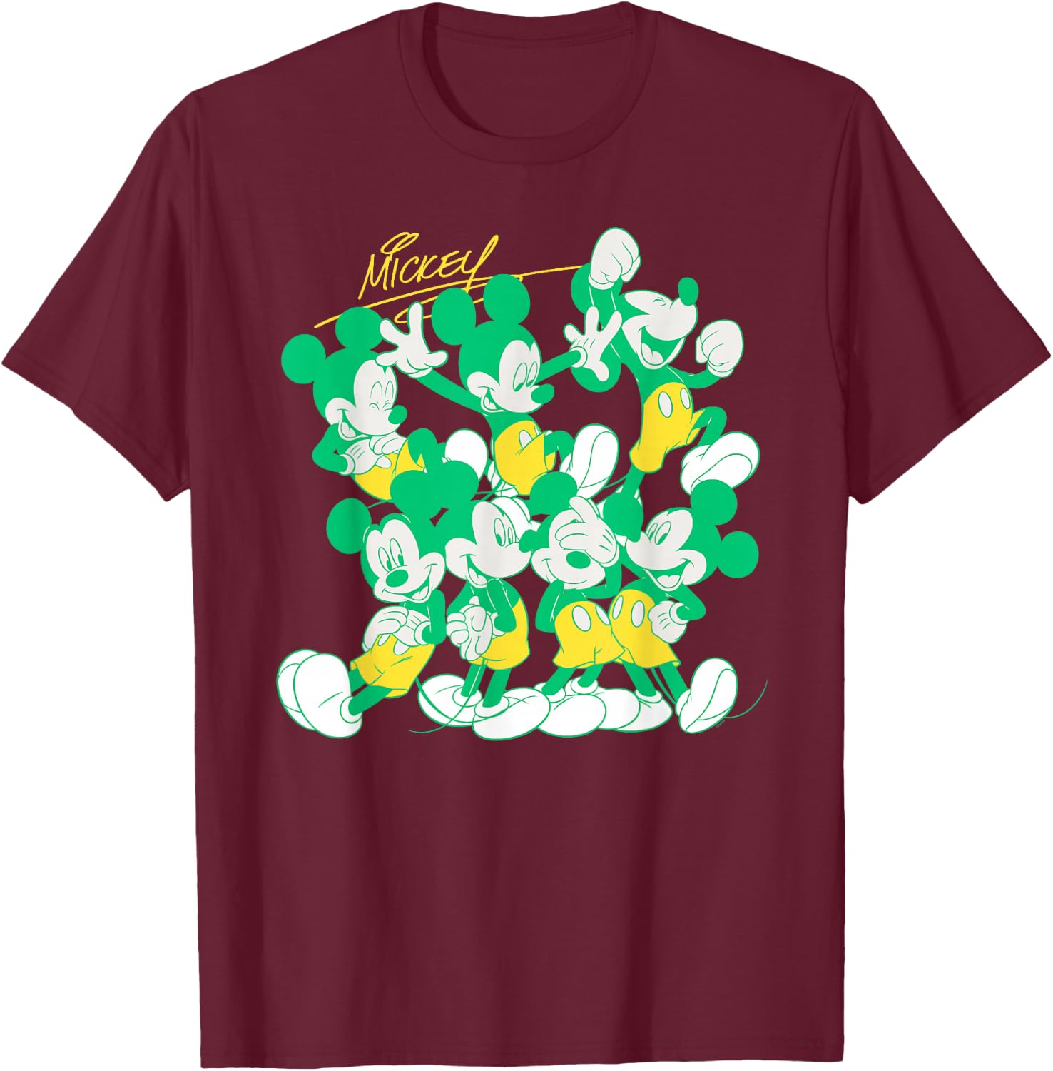Disney Mickey Mouse Retro Classic Poses T-Shirt - T-Shirt | Maroon