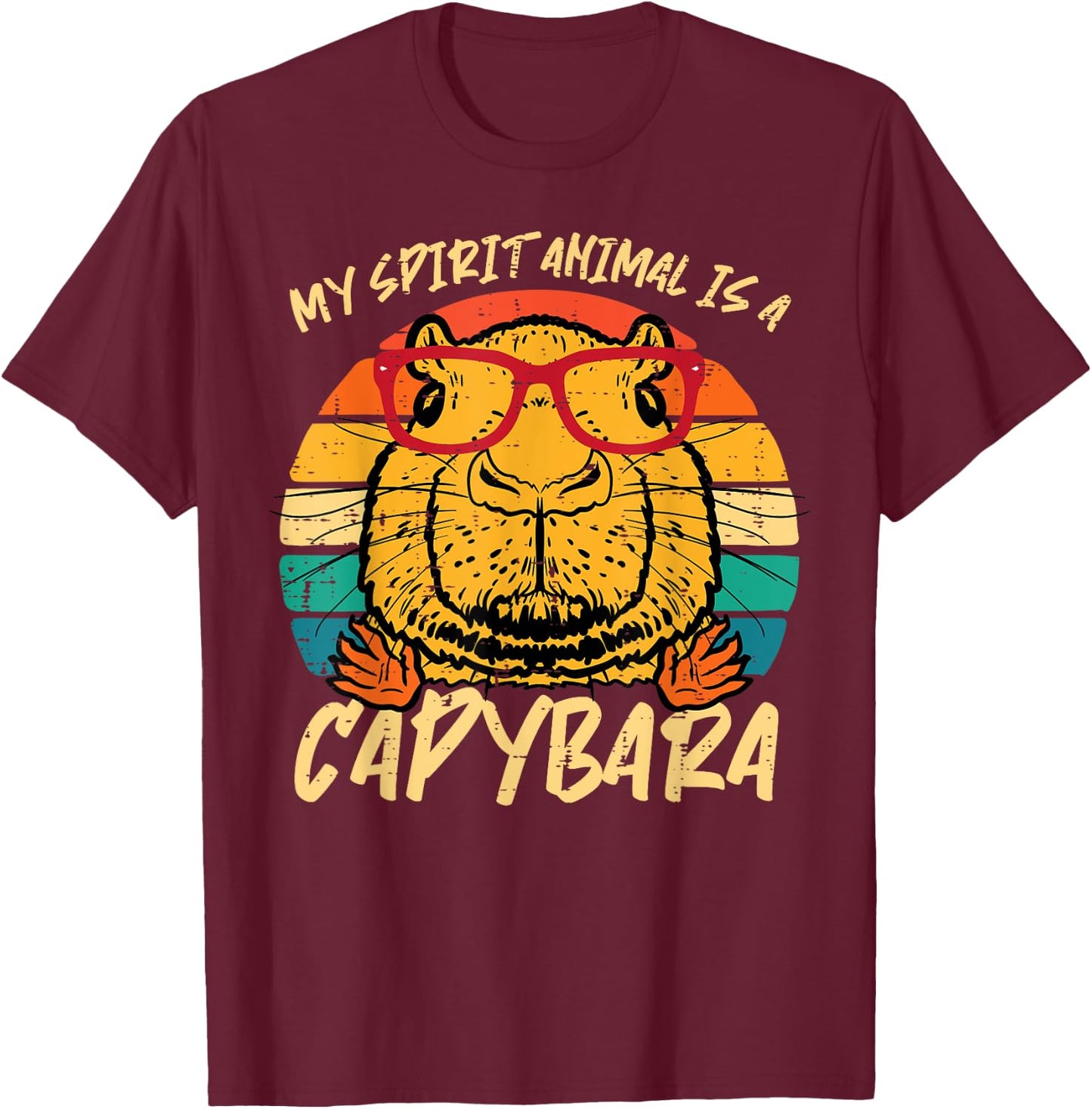 My Spirit Animal Is Capybara Retro Capy Women Girls Kids Men T-Shirt - T-Shirt | Maroon