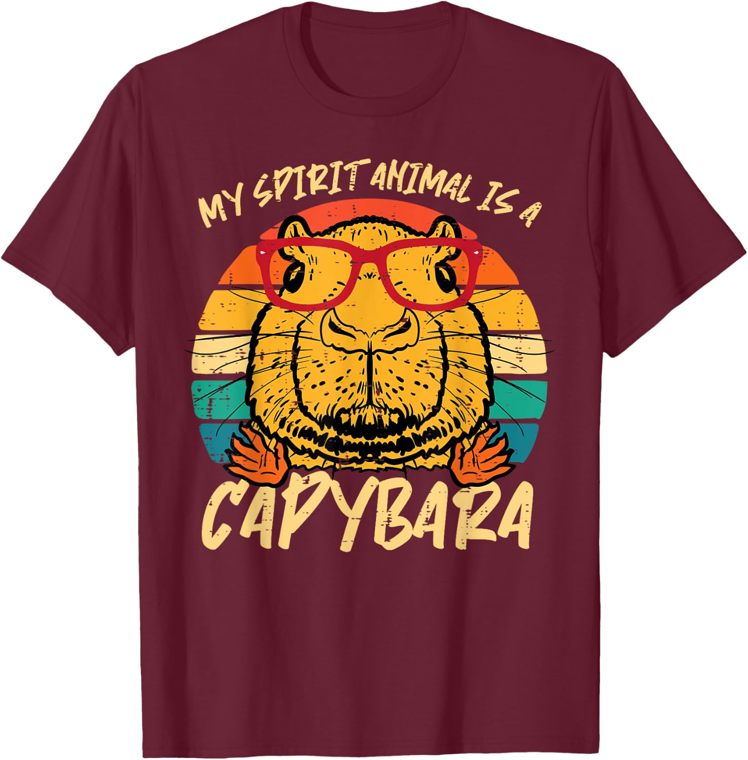 My Spirit Animal Is Capybara Retro Capy Women Girls Kids Men T-Shirt - T-Shirt | Maroon