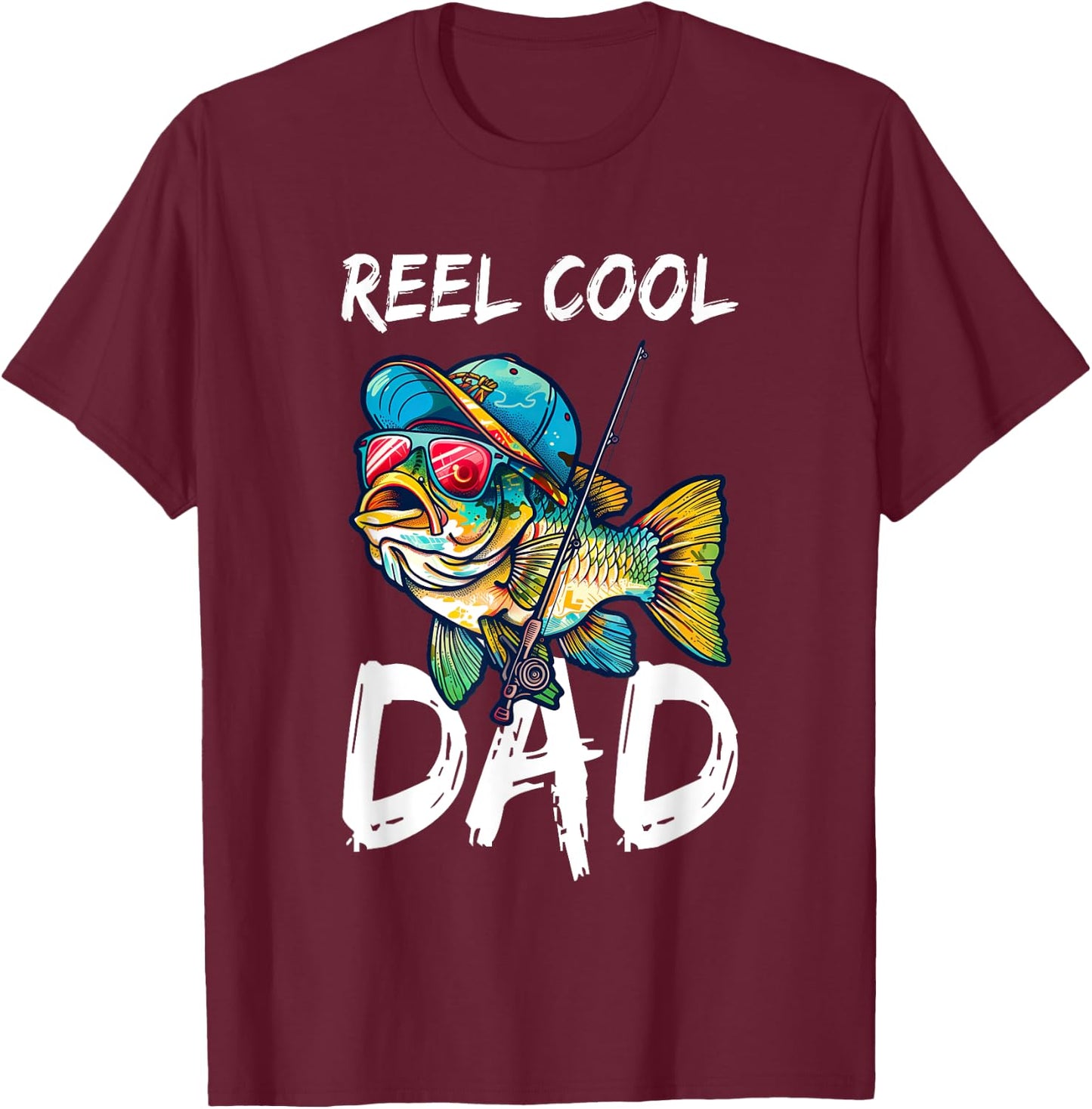 Reel Cool Dad Shirt Men Fisherman Fathers Day T-Shirt - T-Shirt | Maroon