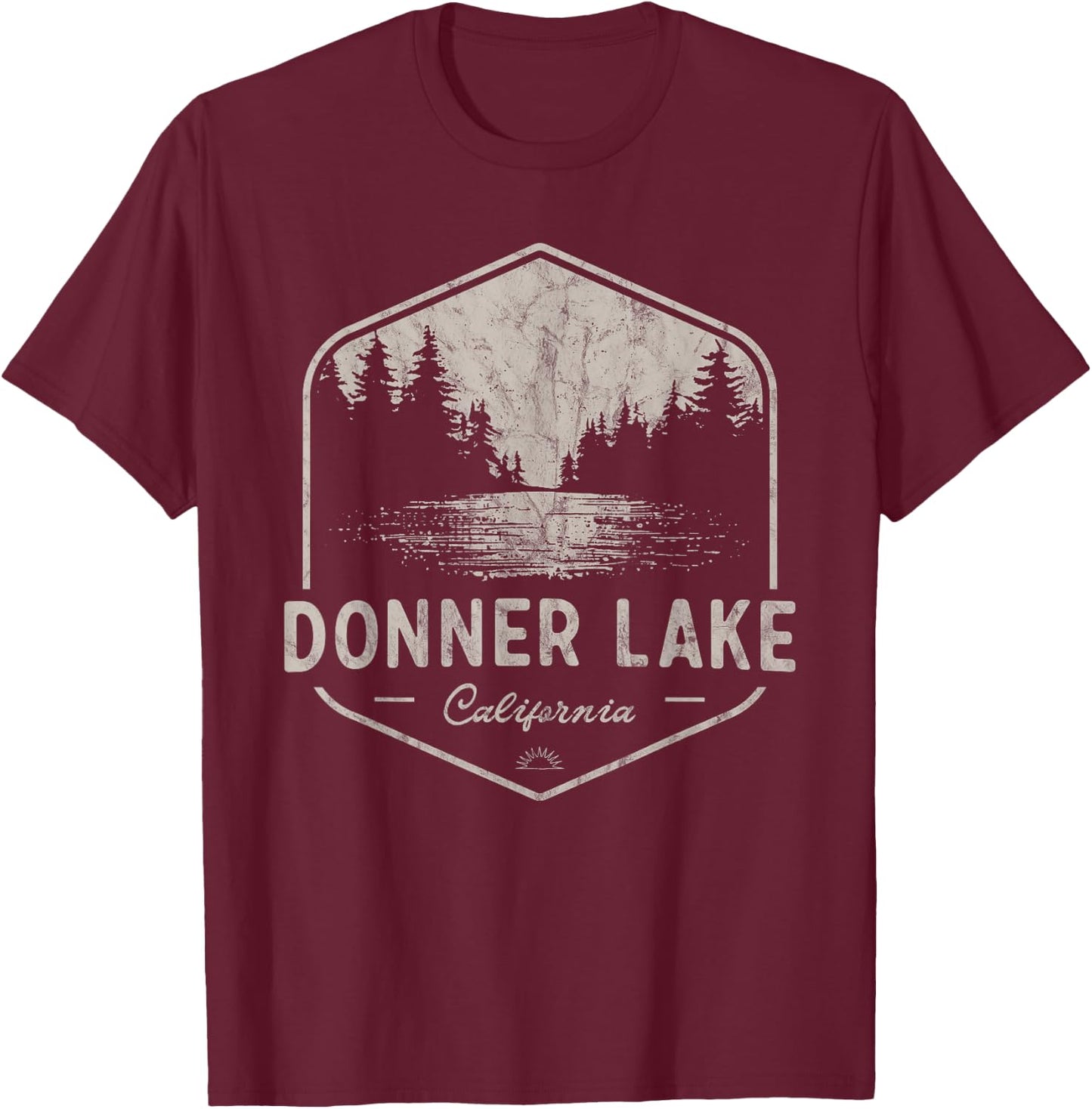 Donner Lake California Outdoors Vintage T-Shirt - T-Shirt | Maroon