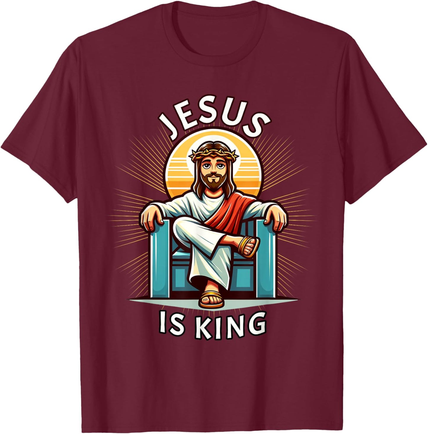 Jesus is King of Christian Faith T-Shirt - T-Shirt | Maroon