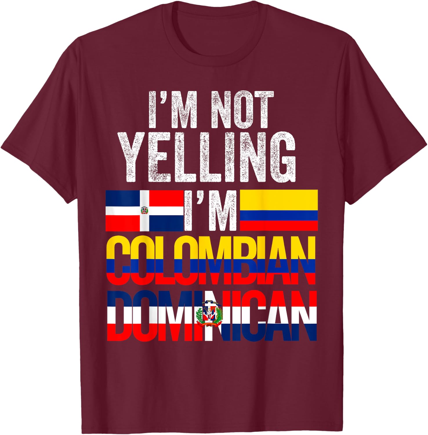 Half Colombian Half Dominican Flag 1/2 Heritage Pride T-Shirt - T-Shirt | Maroon