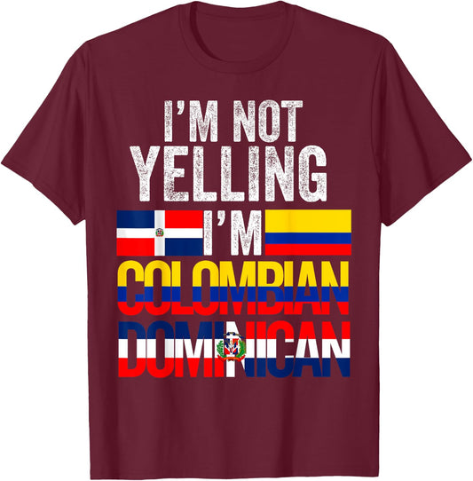 Half Colombian Half Dominican Flag 1/2 Heritage Pride T-Shirt - T-Shirt | Maroon