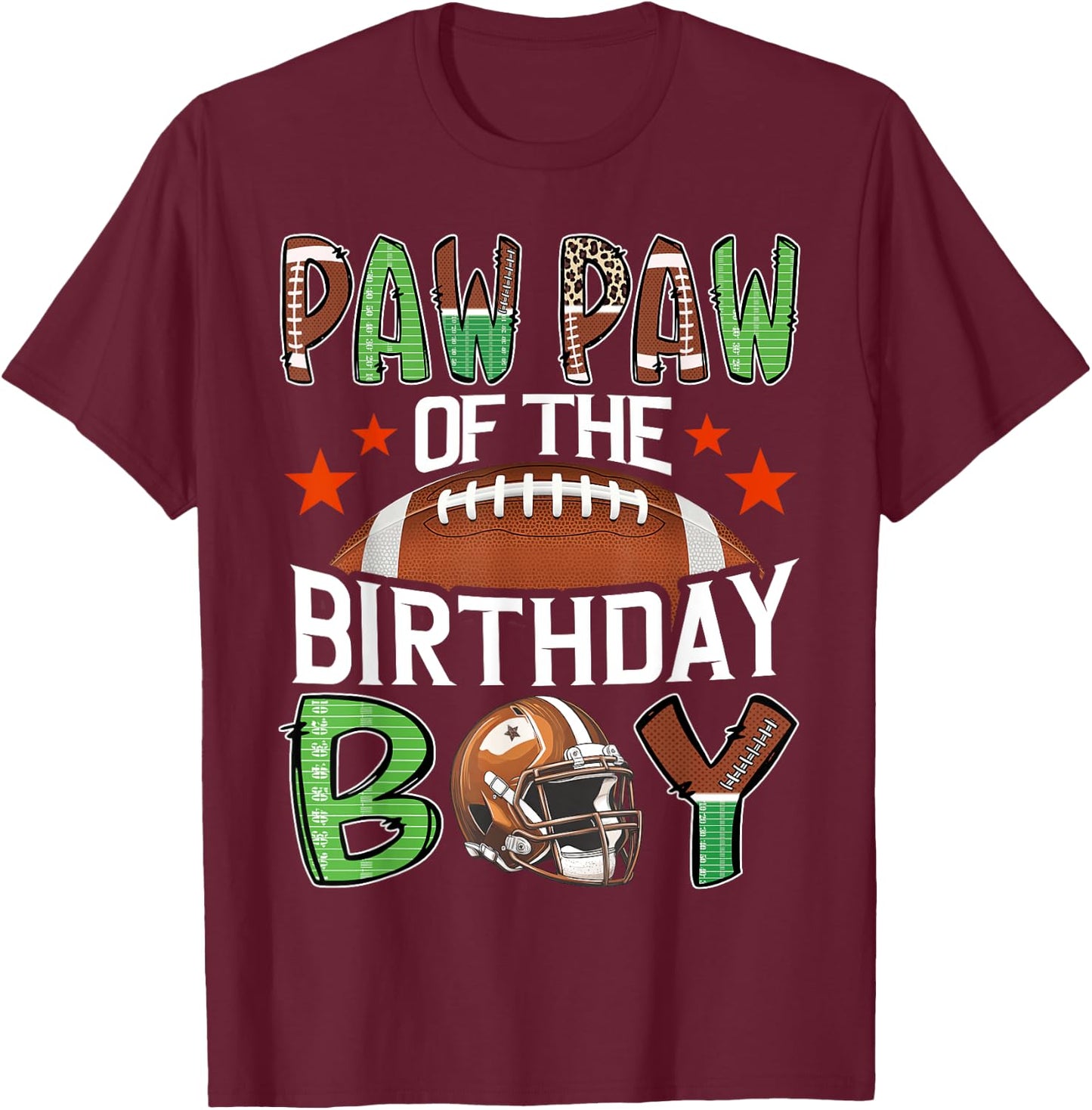 Paw Paw Of The Birthday Boy Game Day Football T-Shirt - T-Shirt | Maroon