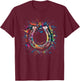 Colorful Paint Splash Horseshoe Art Graphic T-Shirt - T-Shirt | Maroon