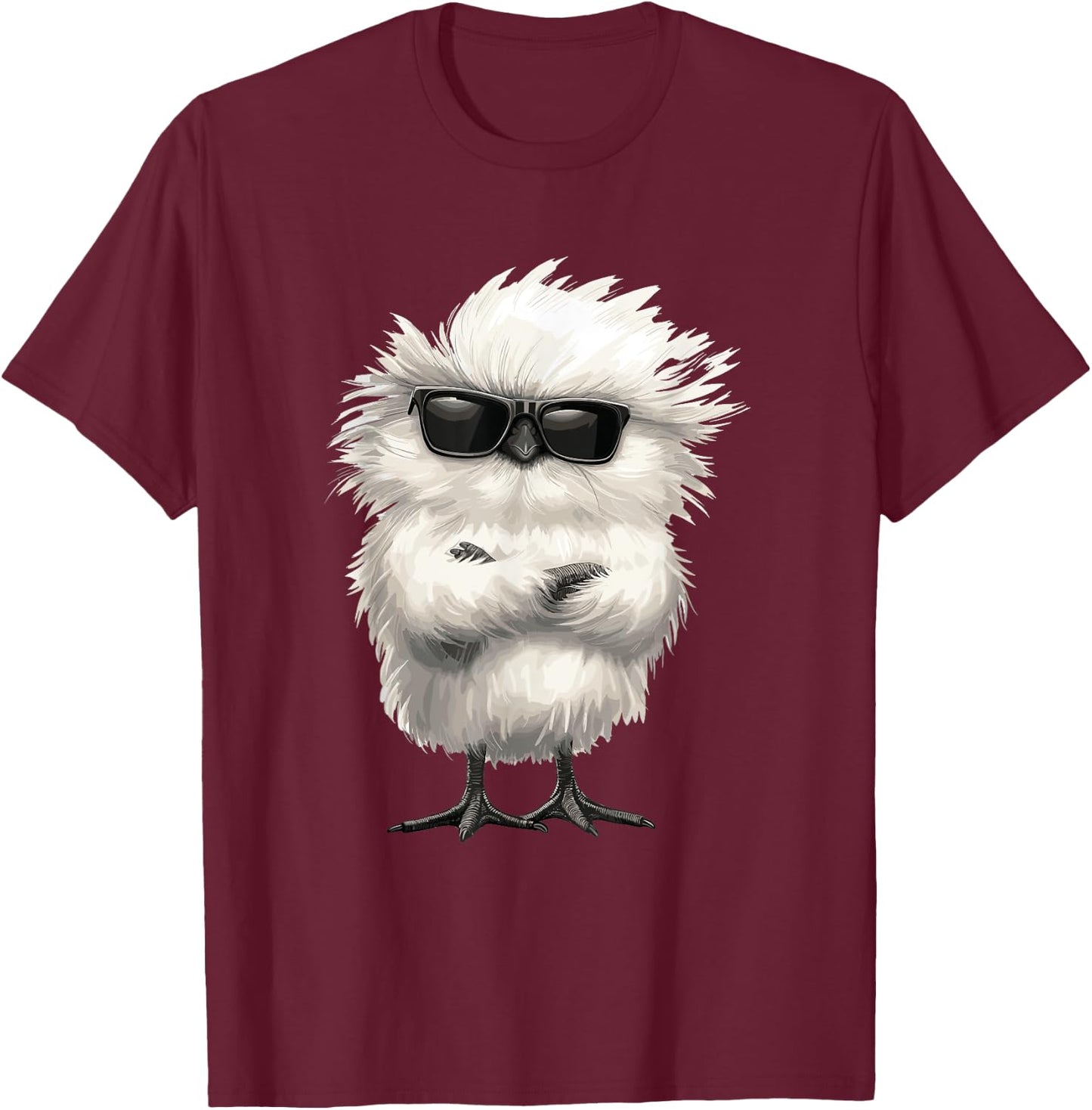 Silky Chicken Stuffed Animal Sunglasses Silkie Chicken T-Shirt - T-Shirt | Maroon