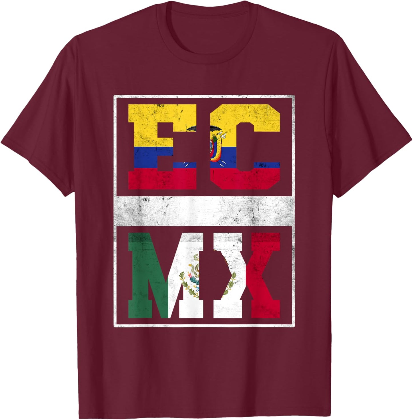 Ecuador and Mexico Mix Ecuadorian Mexican Roots T-Shirt - T-Shirt | Maroon