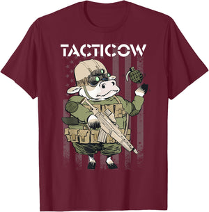 Funny Cow Farmer tactical dairy tactical men's women's T-Shirt - T-Shirt | Maroon