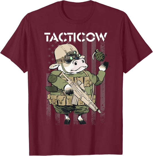 Funny Cow Farmer tactical dairy tactical men's women's T-Shirt - T-Shirt | Maroon