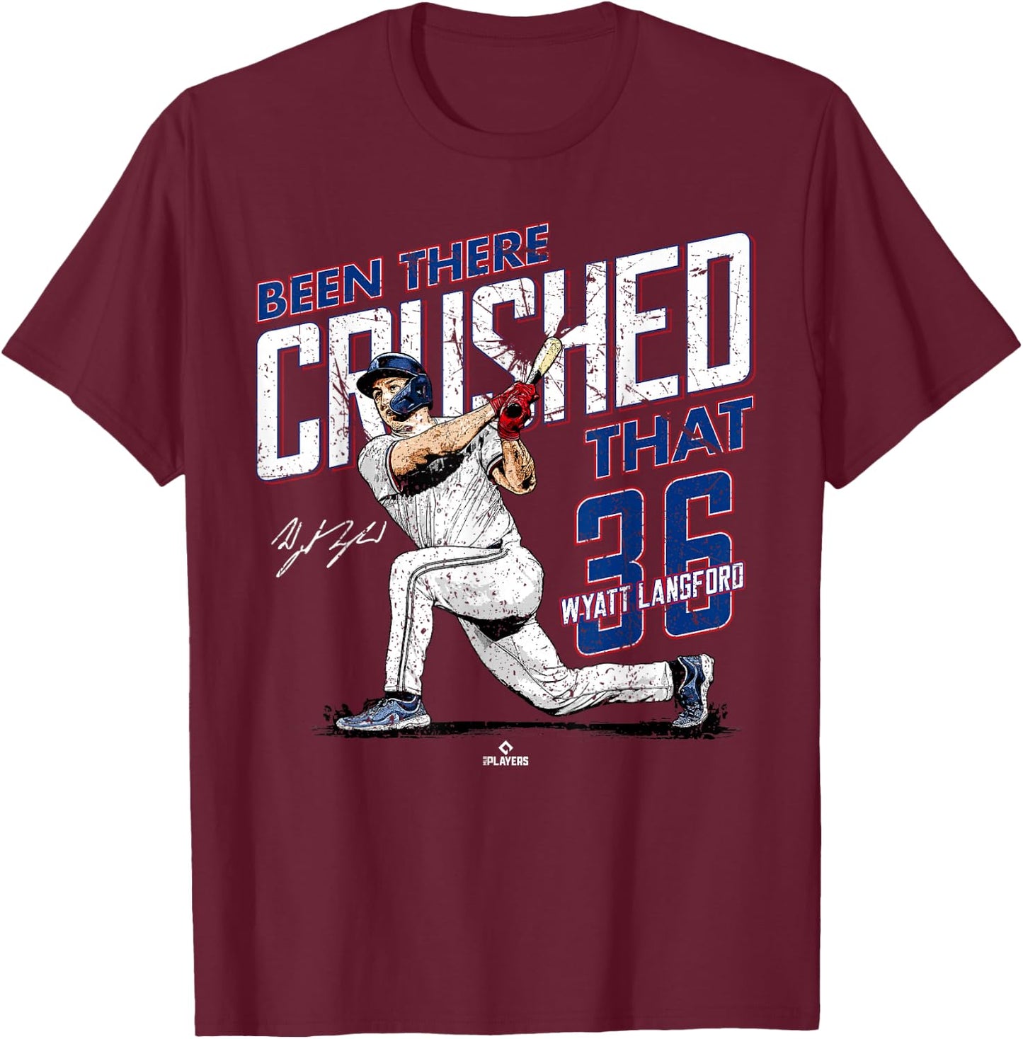 Ballpark MVP Been There Crushed That Wyatt Langford Texas MLBPA , Small, Black T-Shirt - T-Shirt | Maroon