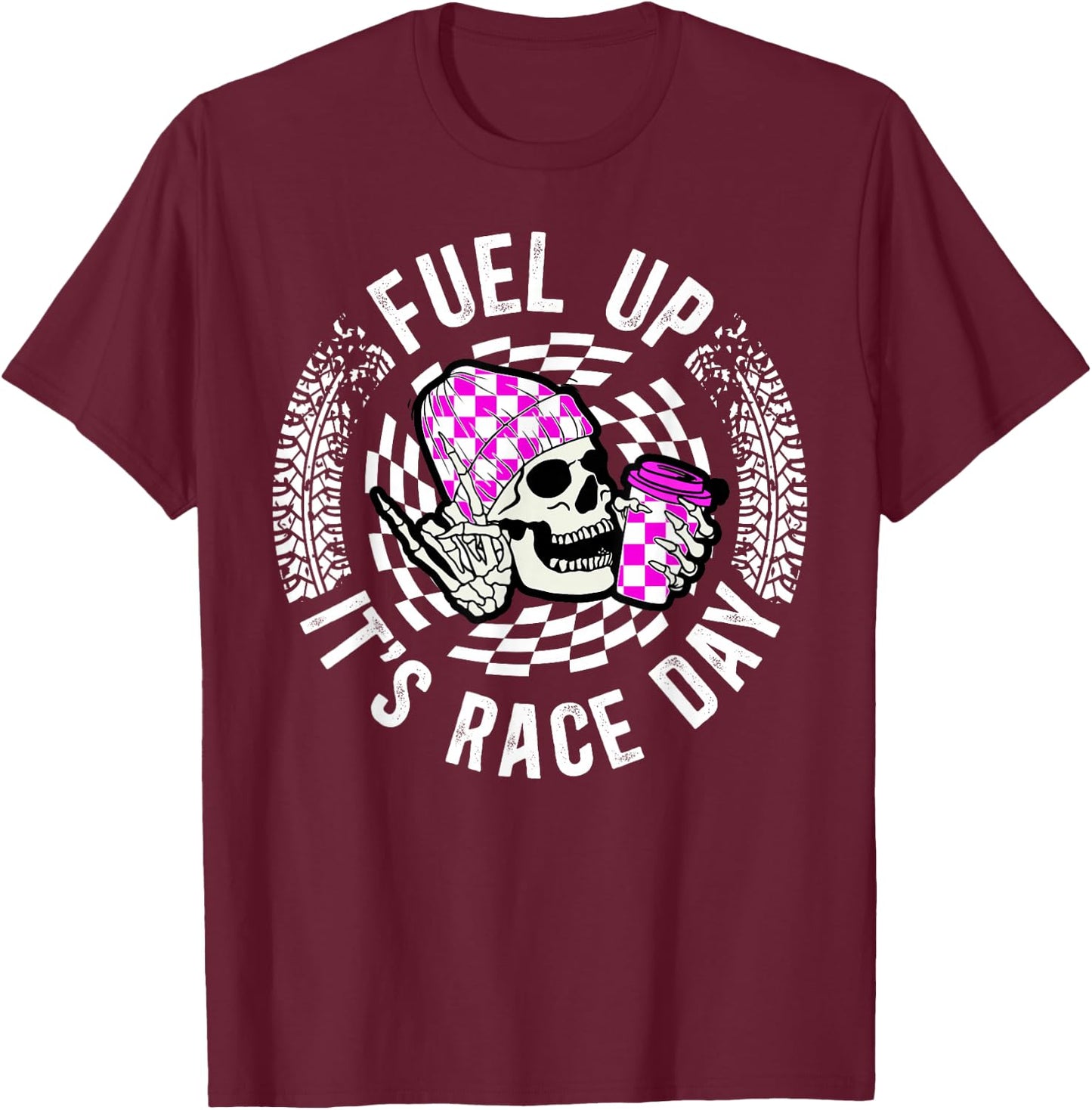 It's Race Day Racing Mom of A Racer Mother Racing Mama T-Shirt - T-Shirt | Maroon