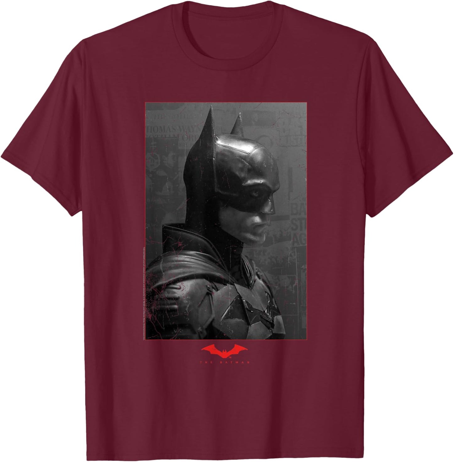 The Batman Worn Portrait T-Shirt - T-Shirt | Maroon