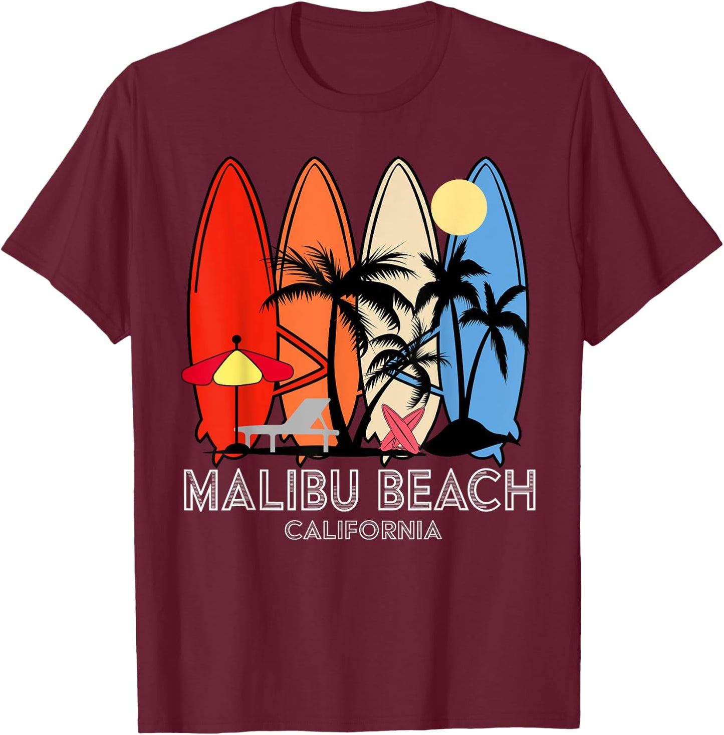 Malibu Beach California Retro Surfer Vintage Women Kids T-Shirt - T-Shirt | Maroon