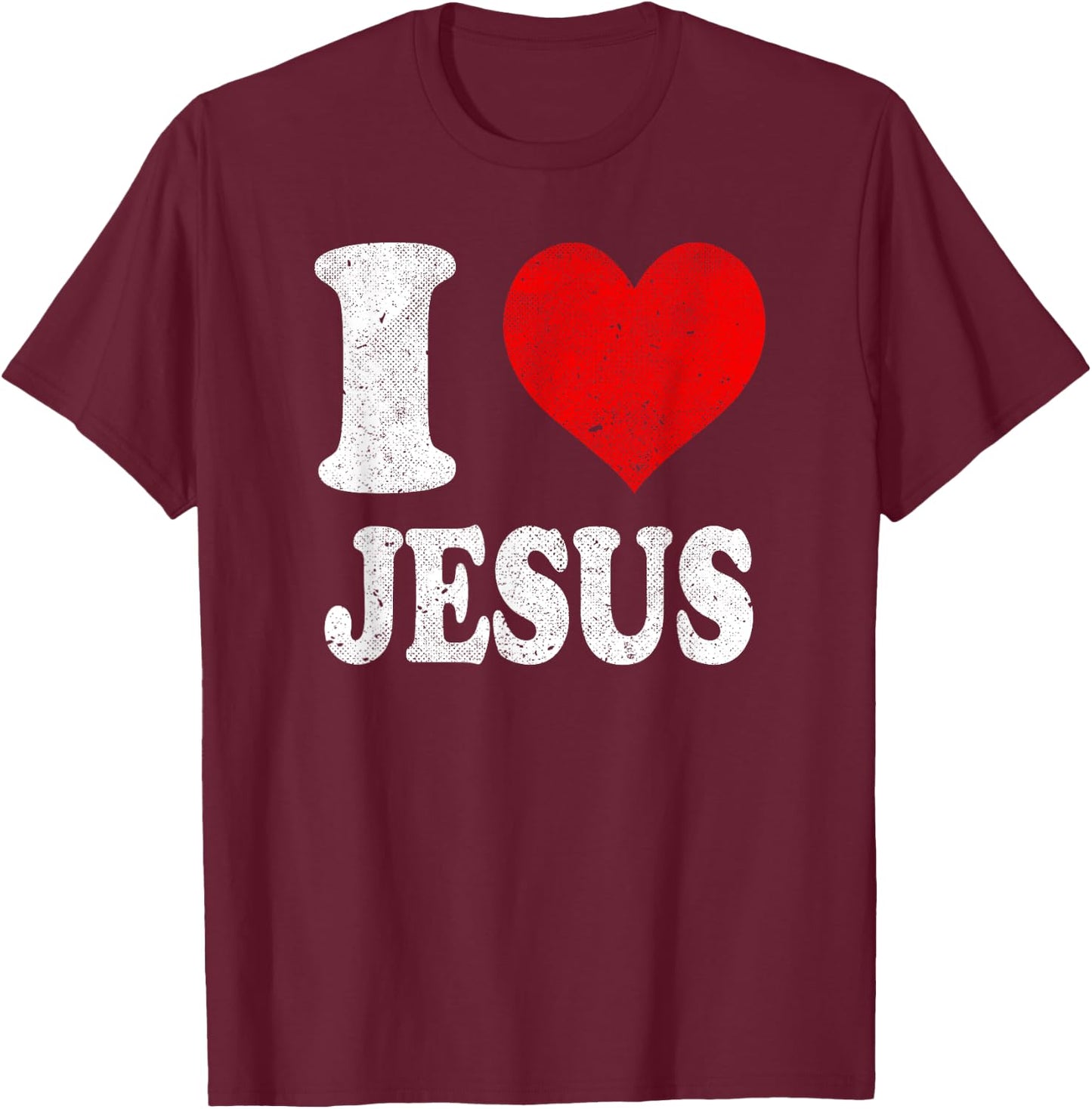I Love Jesus Vintage T-Shirt - T-Shirt | Maroon