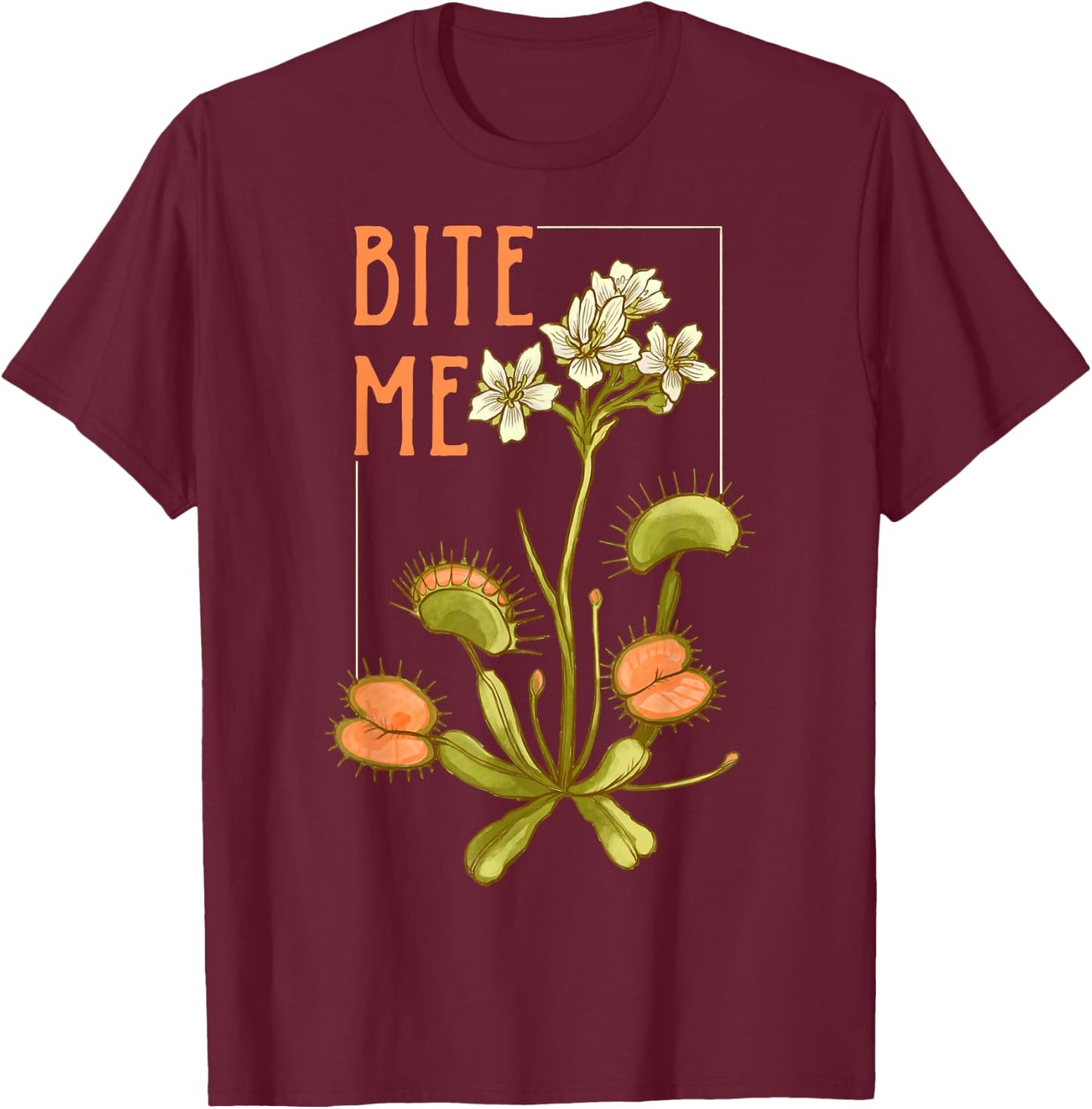 Venus Fly Trap Bite Me T-Shirt - T-Shirt | Maroon