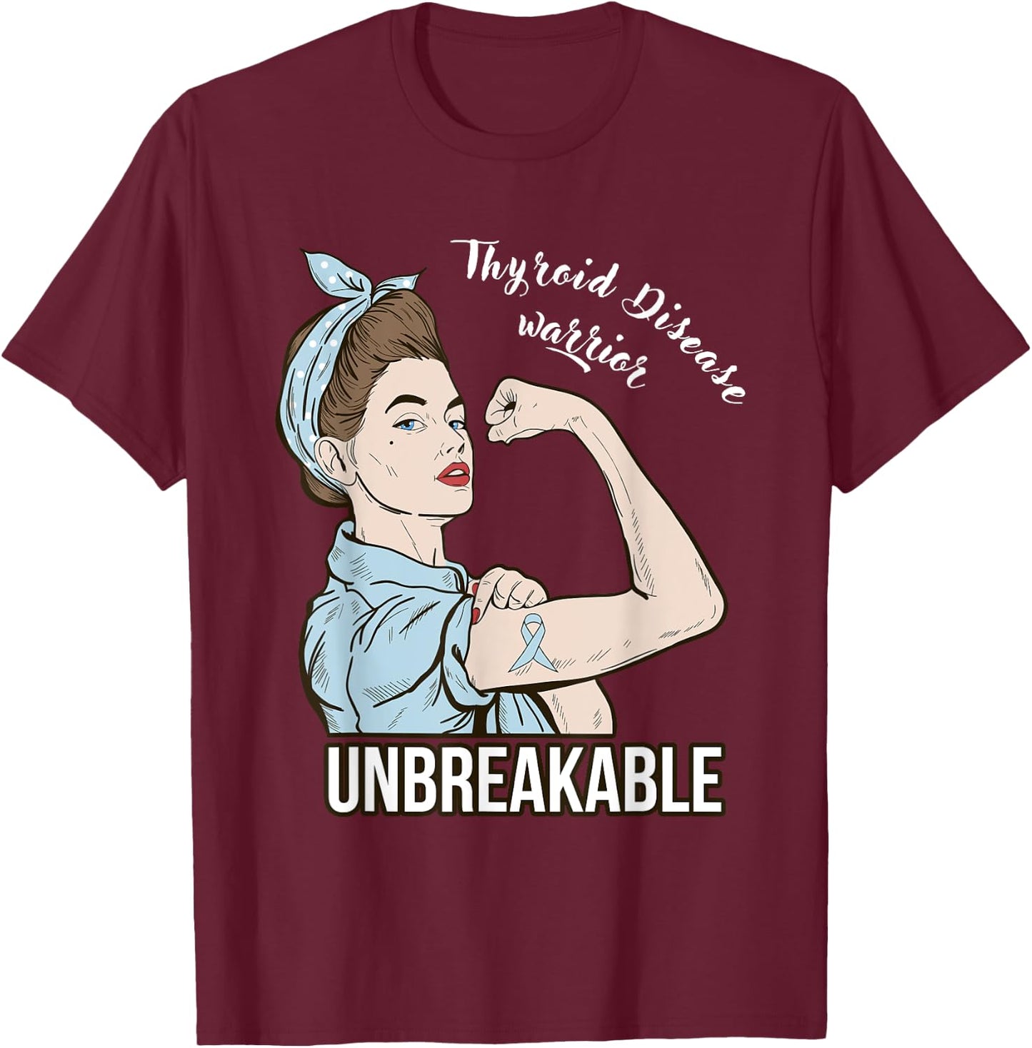 Thyroid Disease Awareness Warrior Fighter Support T-Shirt - T-Shirt | Maroon