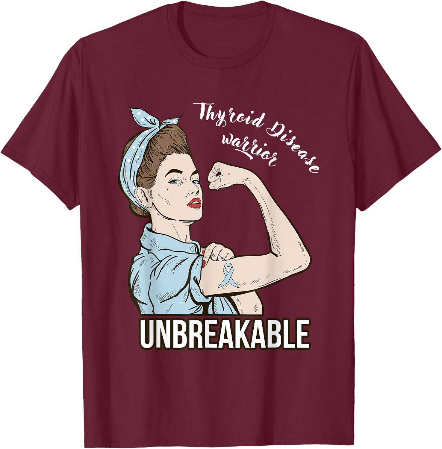 Thyroid Disease Awareness Warrior Fighter Support T-Shirt - T-Shirt | Maroon