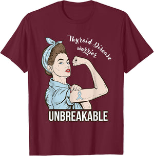 Thyroid Disease Awareness Warrior Fighter Support T-Shirt - T-Shirt | Maroon
