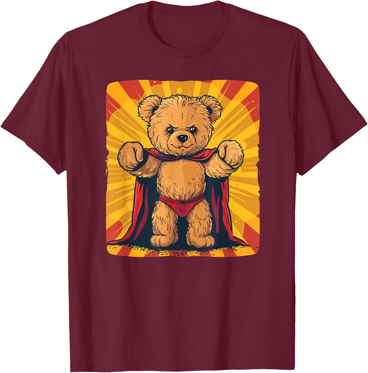 Superhero Teddy Bear T-Shirt - T-Shirt | Maroon
