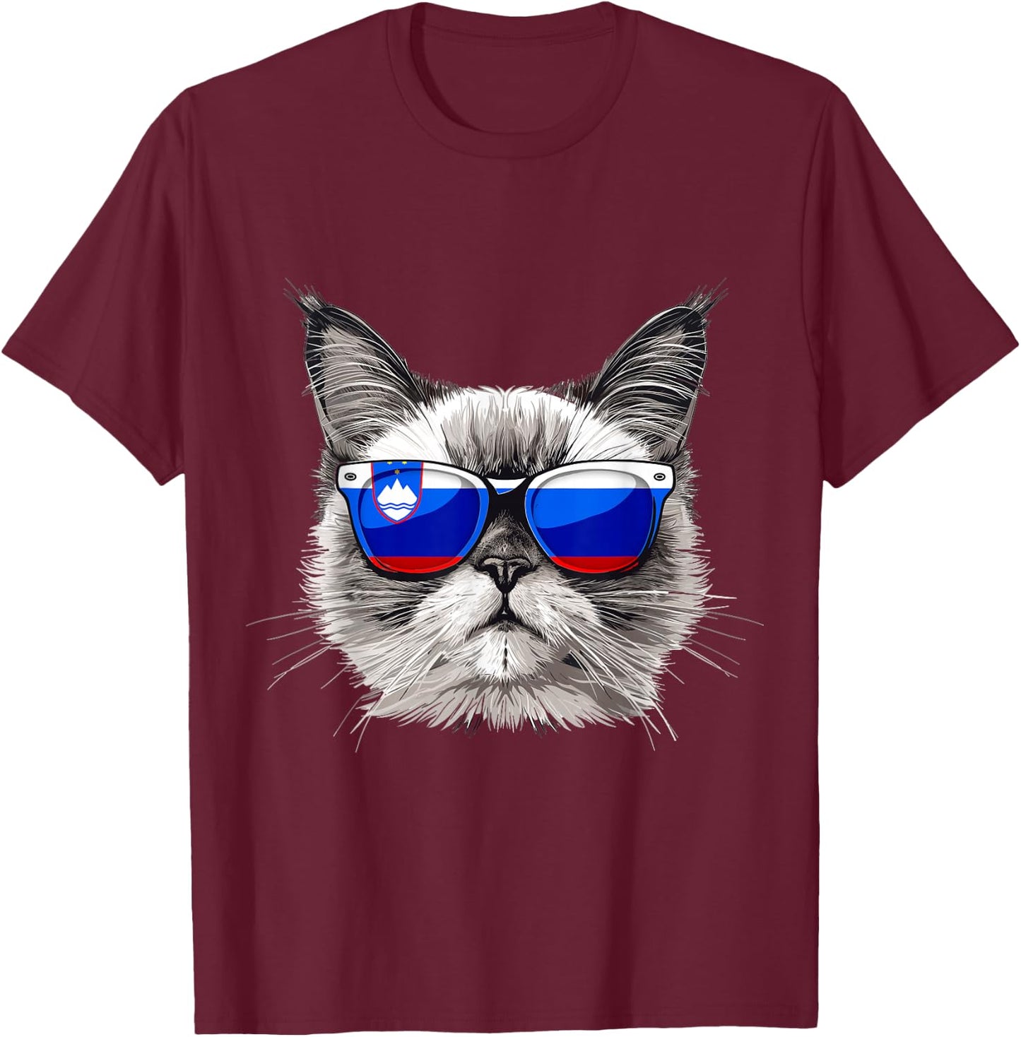 Slovenia Flag Cat Mom Souvenirs Products Kitten Slovenian T-Shirt - T-Shirt | Maroon