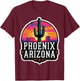 Vintage Phoenix Arizona Cactus Retro Sunset Valley Sun Cacti T-Shirt - T-Shirt | Maroon