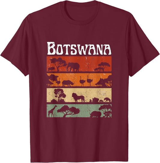 Retro Africa Botswana Safari Travel Botswana Tour T-Shirt - T-Shirt | Maroon