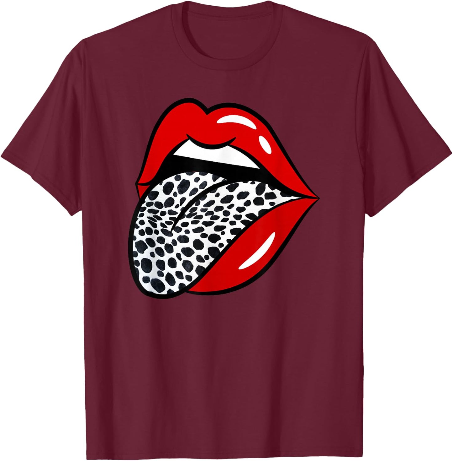 Red Lips Dalmatian Dog White Tongue Animal Pet Puppy T-Shirt - T-Shirt | Maroon
