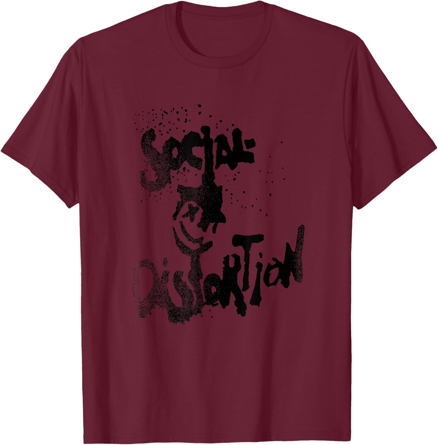 Official Social Distortion Black Splatter Smiley T-Shirt - T-Shirt | Maroon