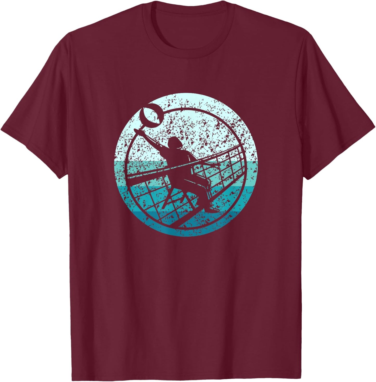 Retro Vintage Volleyballer Design Chair Volleyball T-Shirt - T-Shirt | Maroon