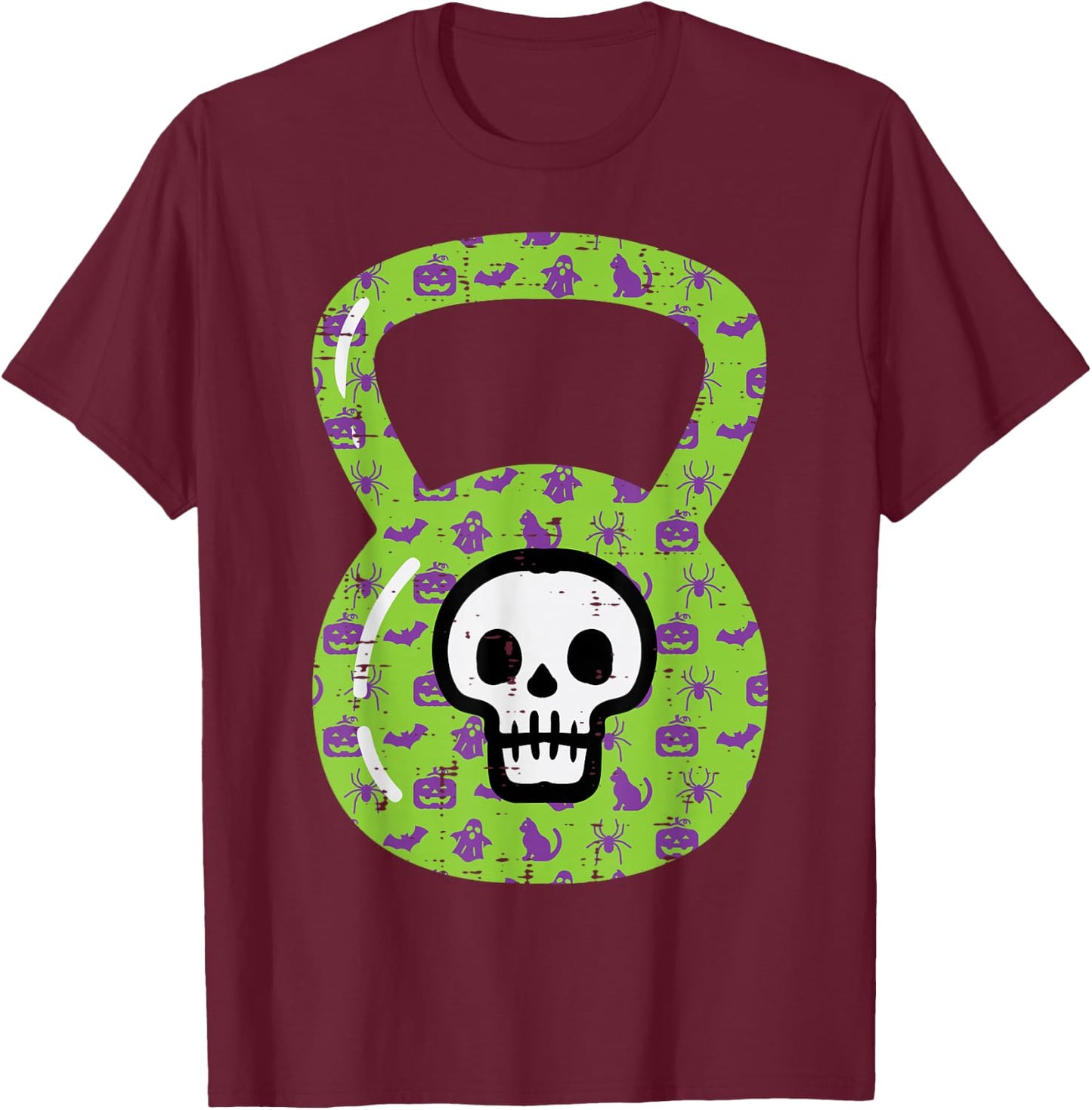 Halloween Gym Kettlebell Workout Exercise Costume Women Men T-Shirt - T-Shirt | Maroon
