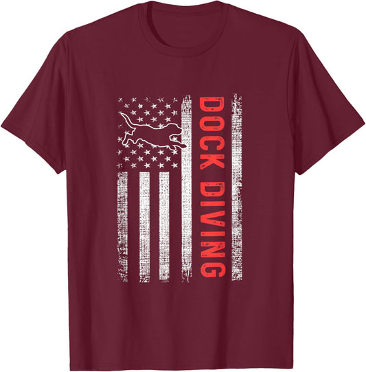 Dock Diving Design for Dog Dock Jumping and Dock Dog T-Shirt - T-Shirt | Maroon