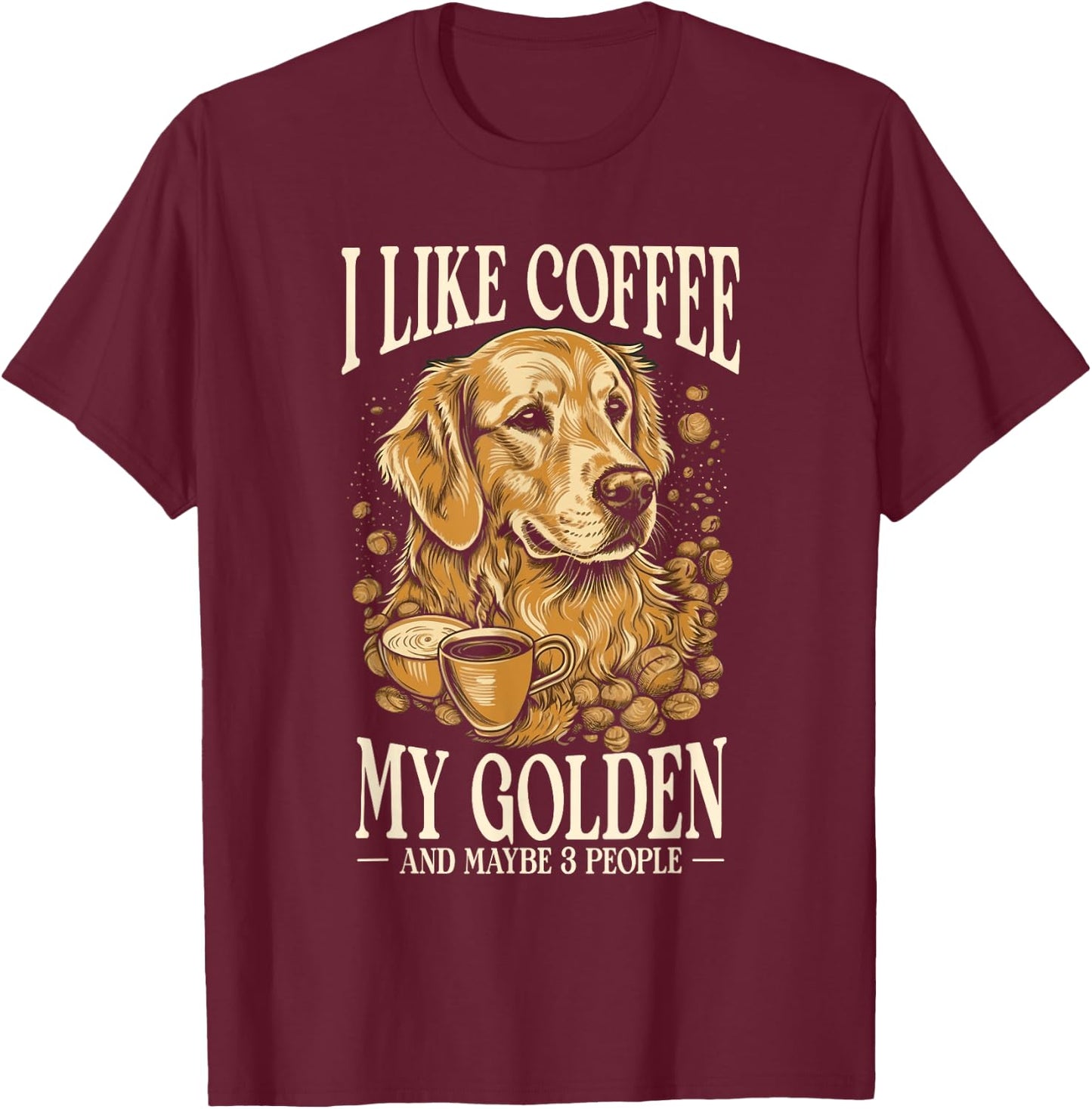 Coffee And Dogs Golden Retriever Mom And Dad T-Shirt - T-Shirt | Maroon