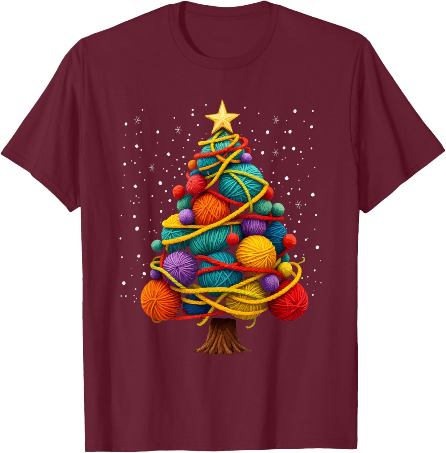 Yarn Christmas Tree Crochet Knitting Quilter Sewing T-Shirt - T-Shirt | Maroon