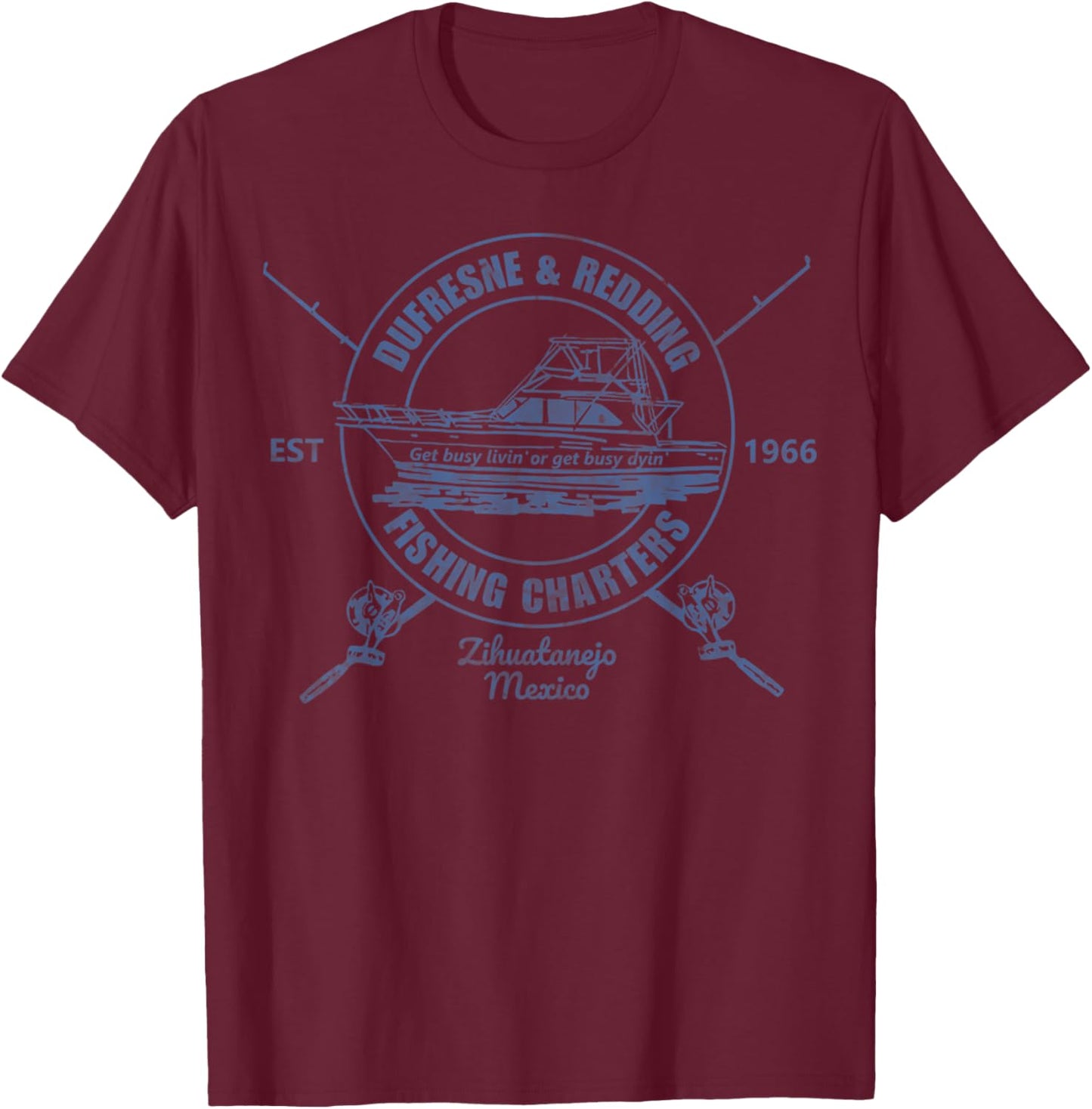 Retro Vintage Dufresne And Redding Fishing Charters Lover T-Shirt - T-Shirt | Maroon