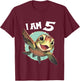 Kids 5 Years old 5 birthday Sea Turtles Boy Girl Sea Turtle T-Shirt - T-Shirt | Maroon