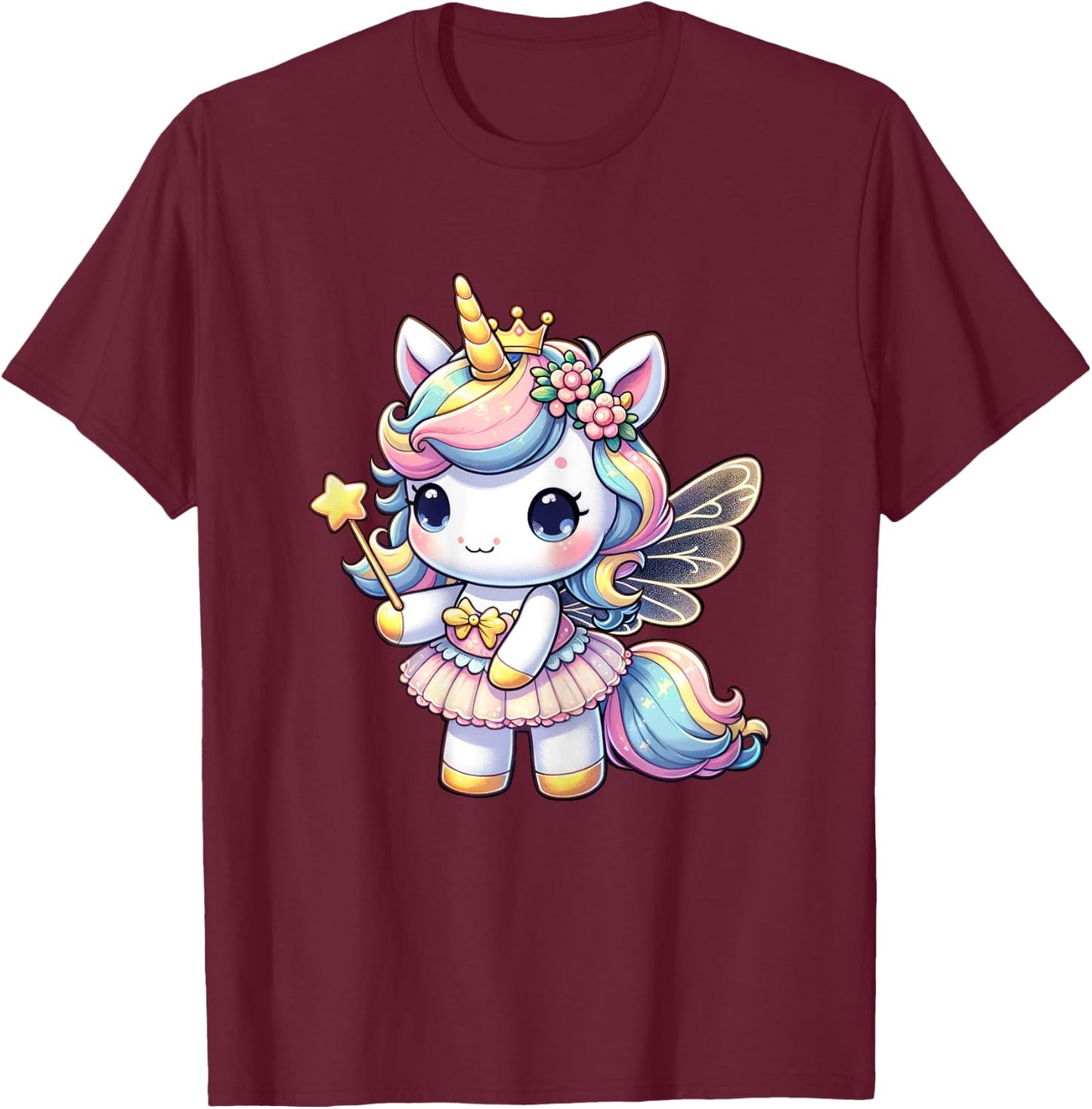 Unicorn Fairy Birthday Unicorn Party Girls Outfit T-Shirt - T-Shirt | Maroon