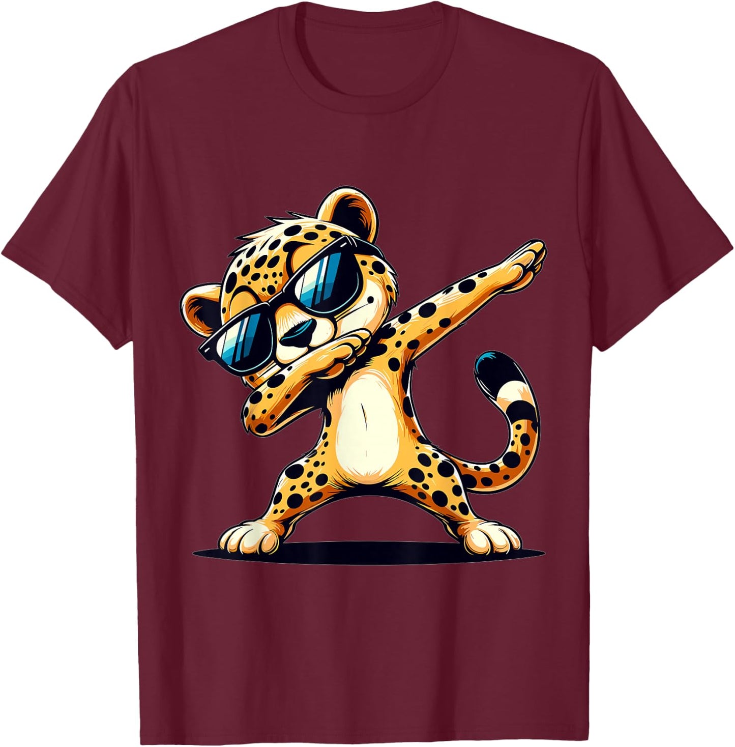 Dabbing Cheetah Sunglasses Cheetah Animal T-Shirt - T-Shirt | Maroon