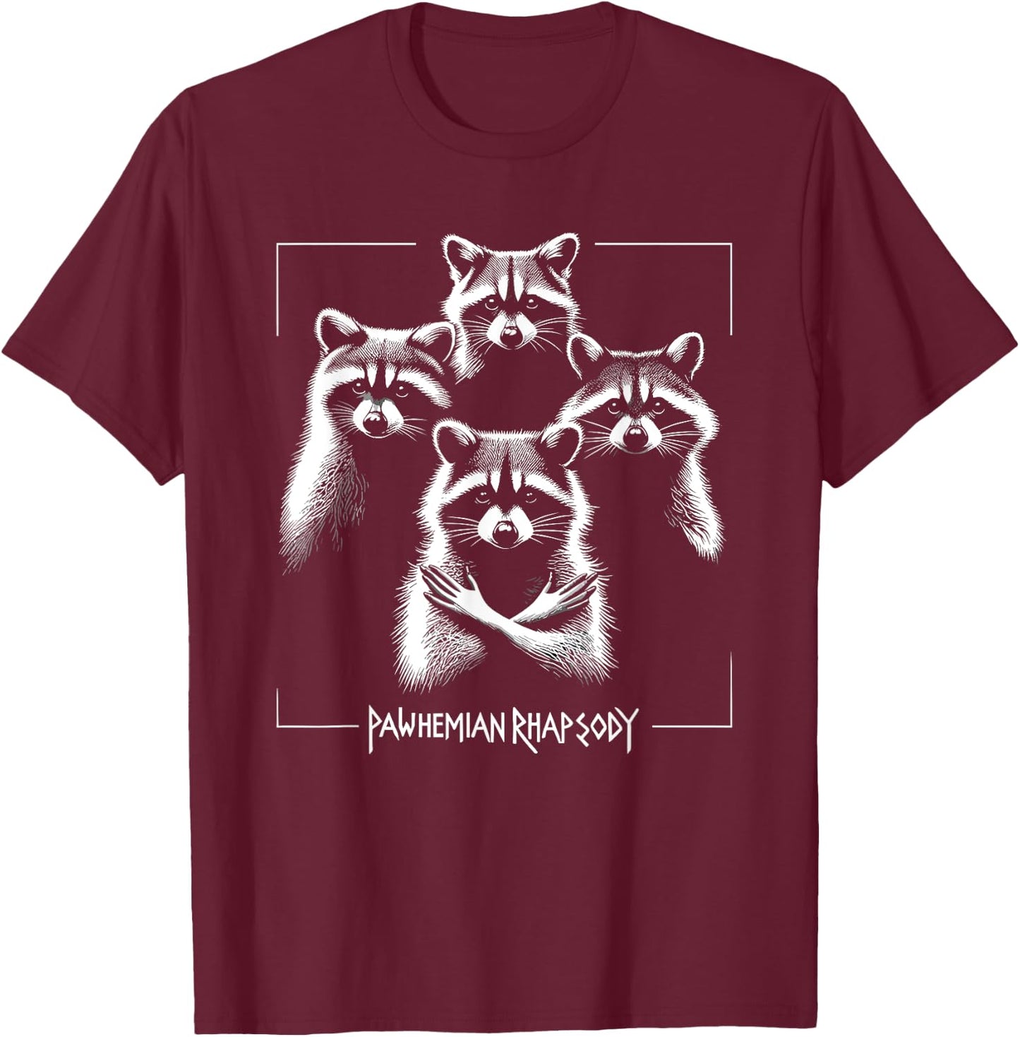 Retro Raccoon Rock Music Concert Band Novelty Funny Raccoon T-Shirt - T-Shirt | Maroon