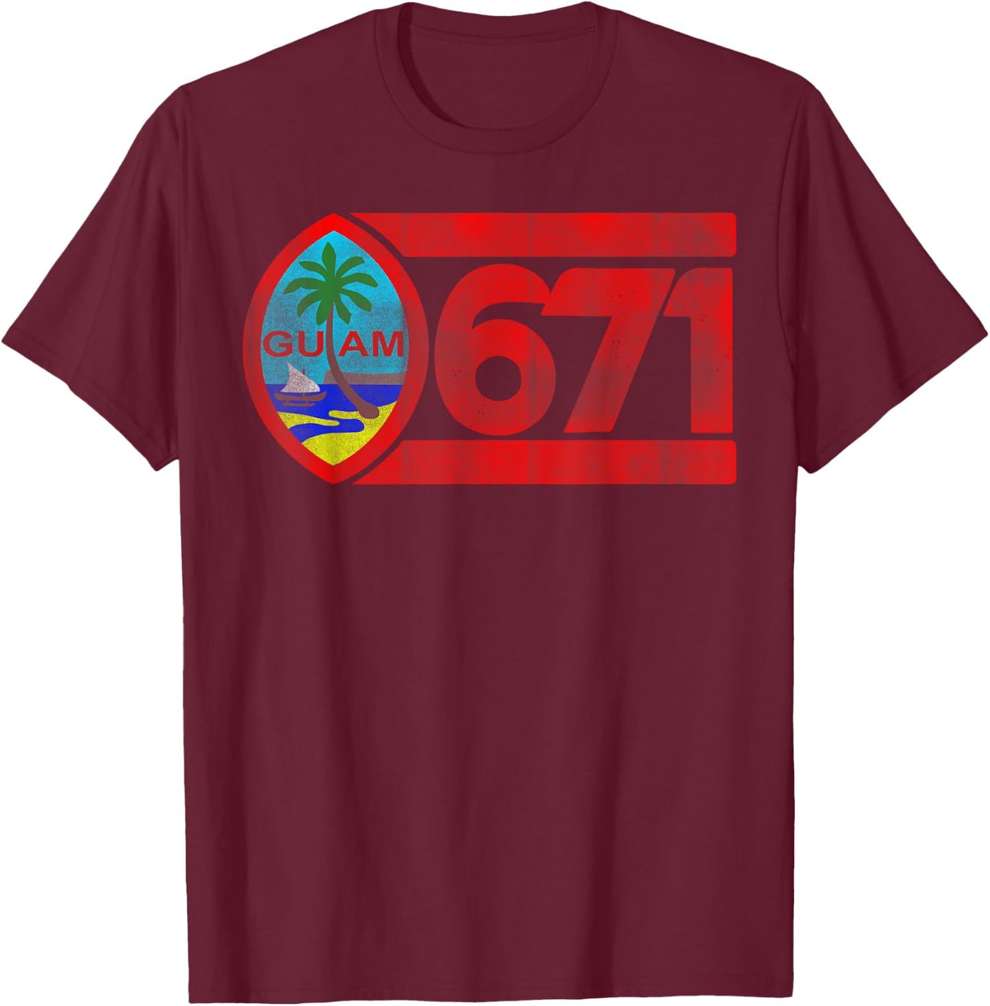 Guam Seal 671 Old School Faded T Shirt T-Shirt - T-Shirt | Maroon