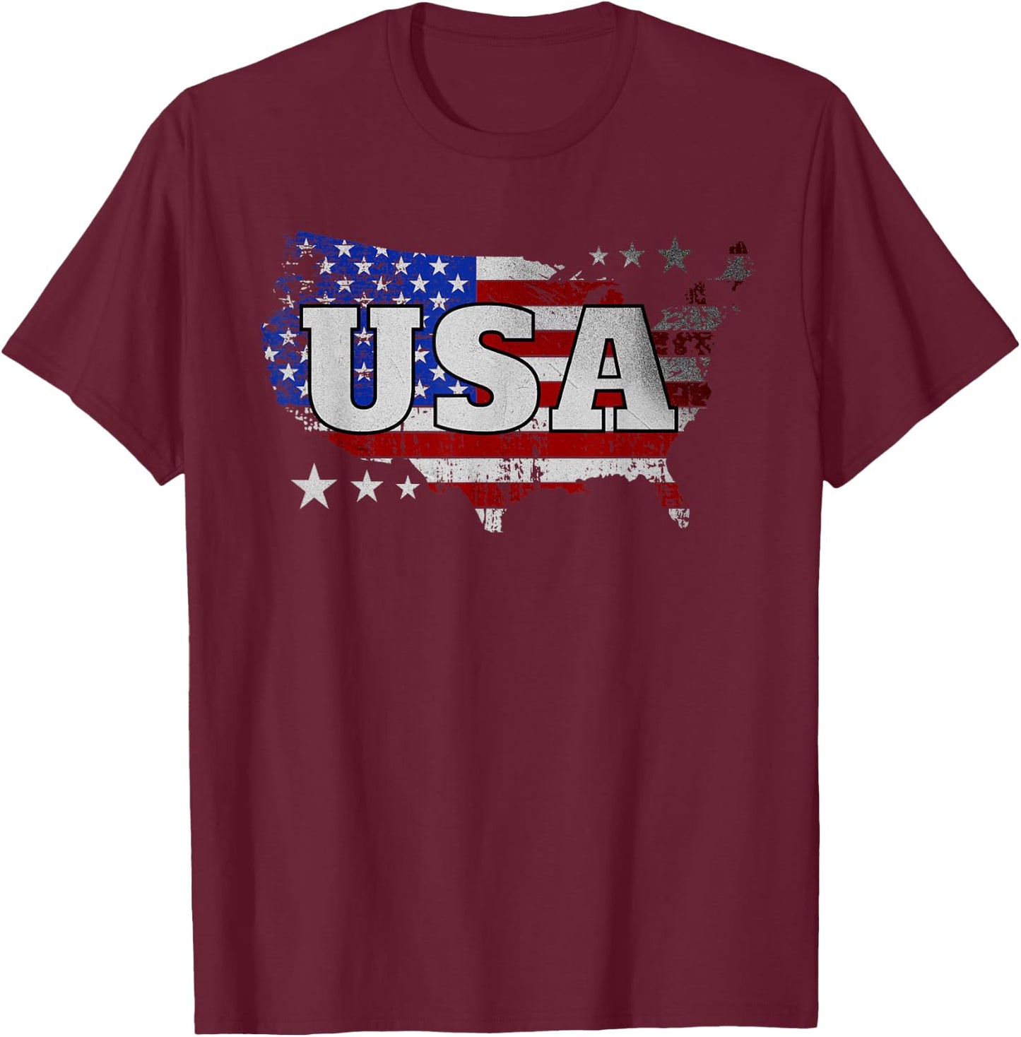 American Flag USA United States America US 4Th July T-Shirt - T-Shirt | Maroon